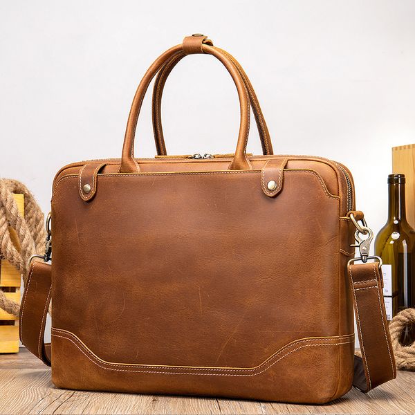 

maheubag genuine leather bag, shoulder leather, male, for lap14 inches