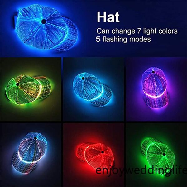 

new led luminous hat fashion trend colorful bling bling glow fiber optic drawstring cap baseball cap performance hat for party new year