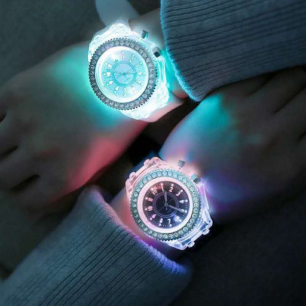 

light crystal kids children dial students silicone up flash watches wholesale fashion boys girls watch gift clock