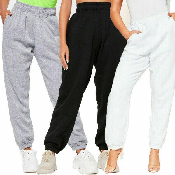 

women ladies pants bottoms joggers sport jogging gym casual pants lounge wear trousers solid high waist loose, Black;white