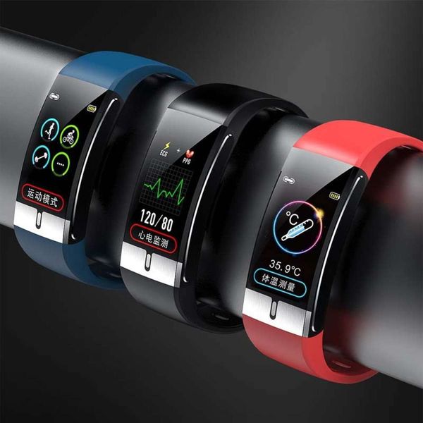 

e66 temperature measuring smart bracelet wrist thermometer ecg heart rate prsure blood oxygen all day monitoringjk