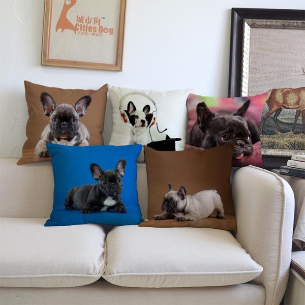 

valentine's day gift pillows cushion sofa cover french bull dog decorative 2020 new year dogs pillowcases almofada cojines