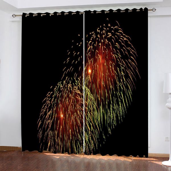 

custom 3d curtain fabric colorful fireworks in the night sky modern home decoration living room curtains 3d