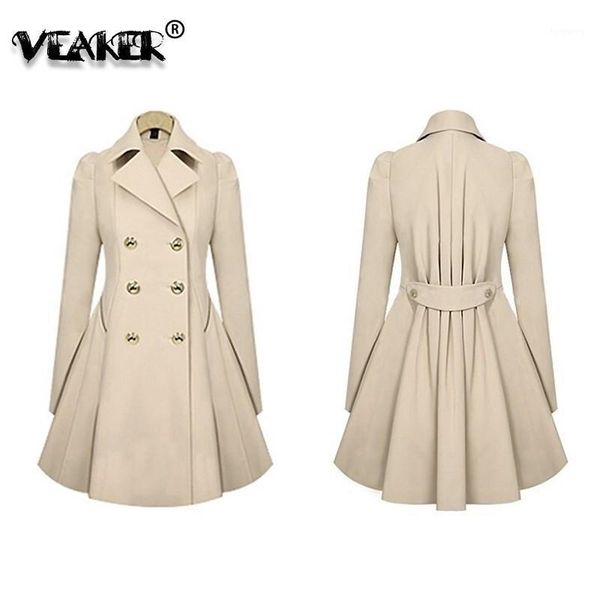 

autumn fashion women trench coat fashion slim solid double breasted ties medium-long wind-breaker vadim female outwear dust coat1, Tan;black