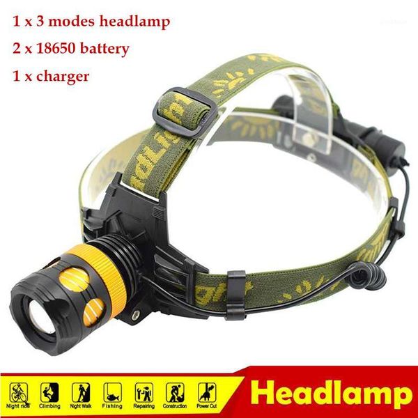 

2000lumen xml-t6 led headlamp 3 modes zoomable forehead torch rechargeable waterproof 18650 fishing head lamp lantern1