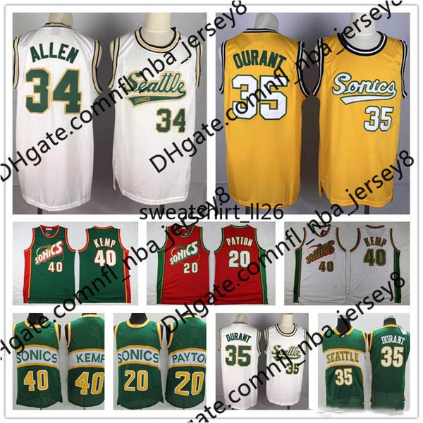 

vintage seattle\rnba\rsupersonics\rsonics jersey gary 20 payton shawn 40 kemp new ray 20 allen kevin 35 durant, Black;red