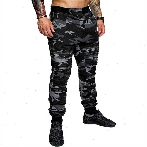 

mens joggers camouflage sweatpants casual sports camo pants brand full length fitness jogging trousers cargo pants, Black