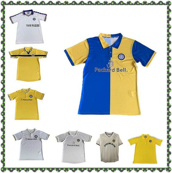 

1978 1995 1996 1998 1998 1999 2000 2001 retro leeds soccer jersey vintage united home allioski smith bamford yebah fowler футболка, Black;yellow