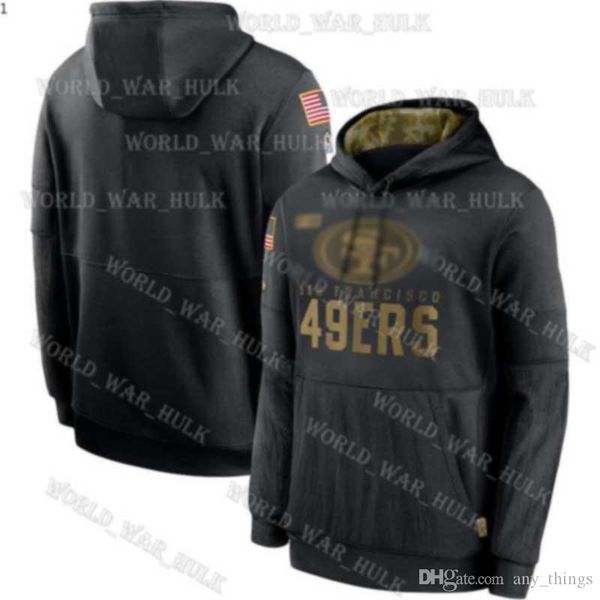 

san francisco 49ers black 2020 salute to service hoodies new orleans saints dallas cowboy green bay packer, Black;red