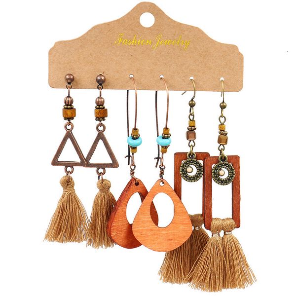 

flower old alloy small fresh tassel leaf earrings 3 pairs suit female, Silver
