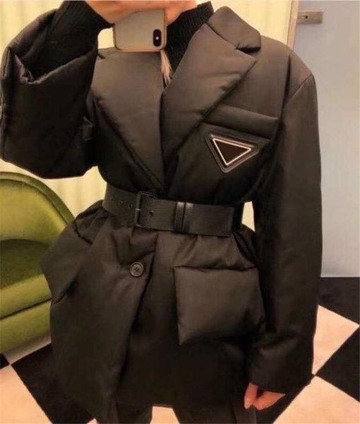 

dh88womens jacket down coats winter long coat fashion style with belt corset lady slim fashion jackets pocket outsize warm coats, Black