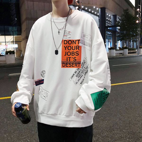 

sweat 2021 male spring and winter new fine letter print-5xl sweatshirt young men's clothes 0434, Black