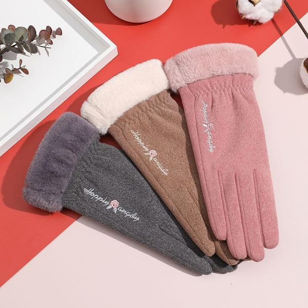 

2020 fashion women gloves winter touch screen solid color outdoor sport keep warm gloves autumn mittens elegant, Blue;gray