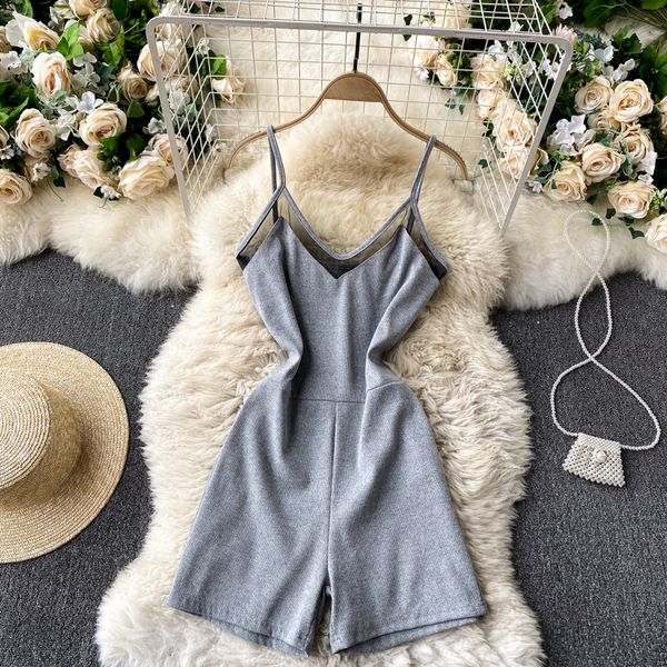 

2021 new singiny women girdle v-sleeves solid overalls summer off the shoulder short beach 5ohr, Black;white