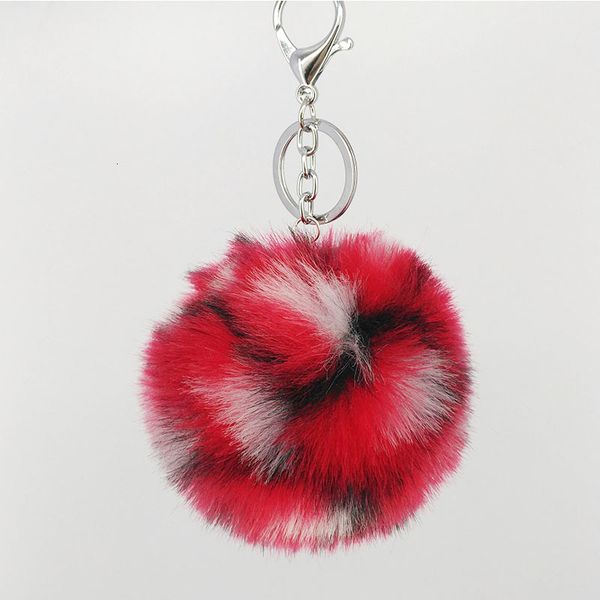

rabbit ball many fur puff colors cute kids girls rings keychains car bag key chain, Silver