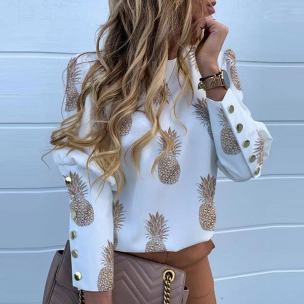 

pineapple blouse women's shirt white long sleeve women blouses womens and blouse elegant streetwears office lady