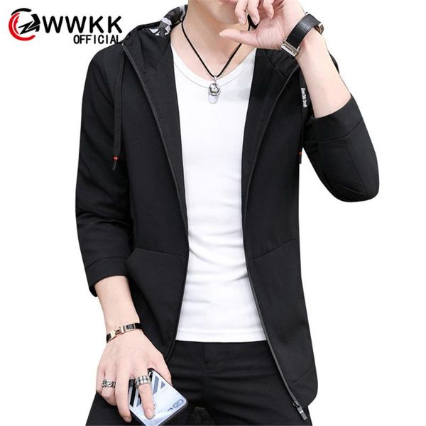 

wwkk new men's autumn winter fashion jacket hooded casual male coat thin mens jackets sunscreen zipper hoodie men quality blouse, Black;brown