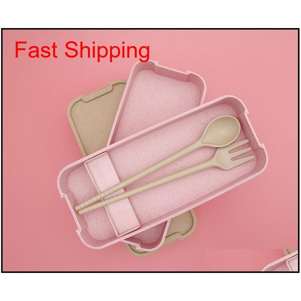 

900ml lunch box 3 layer wheat straw bento boxes microwave dinnerware food storage container qylgql tore2010