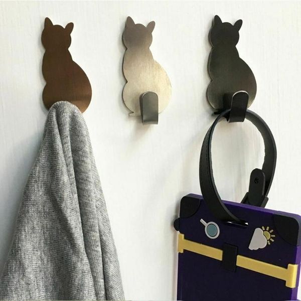 

self adhesive wall hooks towel cat pattern hangers bathroom kitchen stick racks