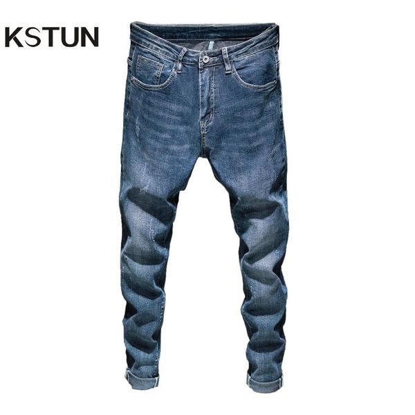 

blue jeans men skinny fit stretch spring and autumn denim pants casual slim jeans pencils man trousres men's clothing fashion