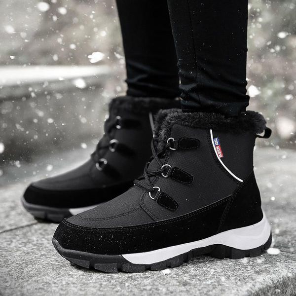 

boots 2021 oxford cloth snow women wedges waterproof platform boot thick fur warm winter ladies russia botas, Black