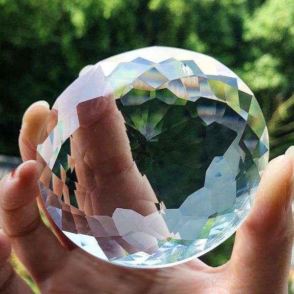

75mm clear glass crystal prisms chandelier crystals pendants suncatcher hanging ornament crafts accessories home garden decor h bbyesa