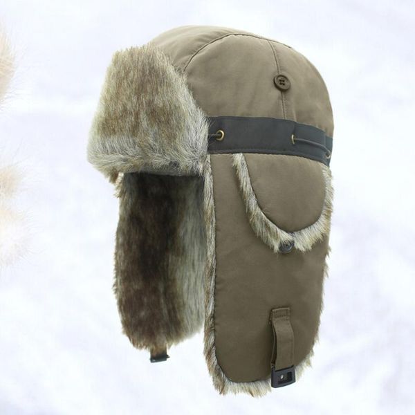 

trapper hat winter thicken fleece ski hat with ear flaps warm winter outdoor thicken adjustable headdress for, Black;white