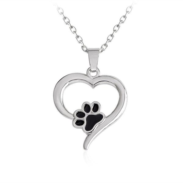 

pendant necklaces dog necklace for women love jewelry cute puppy print heart, Silver
