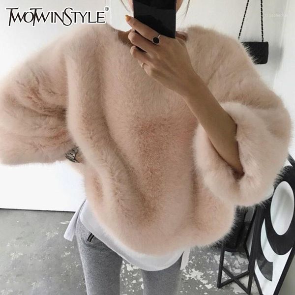 

faux fur pullover female o neck long sleeve women's sweatshirt warm plus thick fashion 2018 autumn winter1, Black