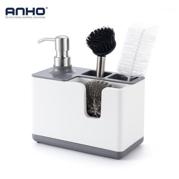 

kitchen storage holder multifunction shelf with dispenser plastic storage rack for bathroom tableware brushes cleaning acc1