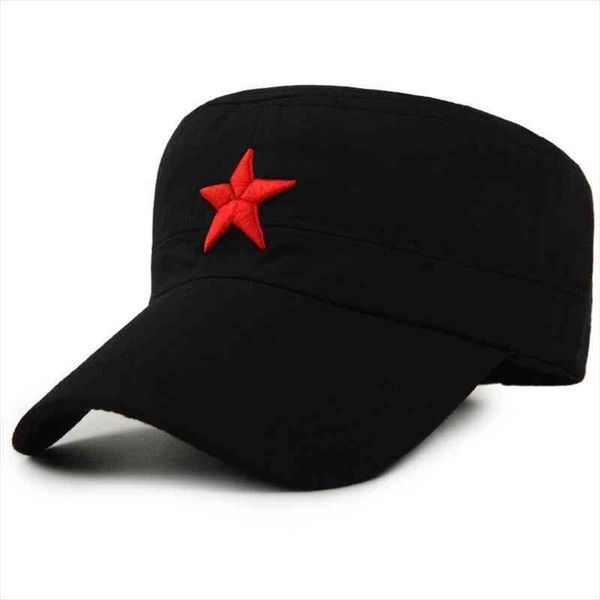 

military cap red star embroidery cap military hat army green flat hats for men women vintage bone male female army, Blue;gray