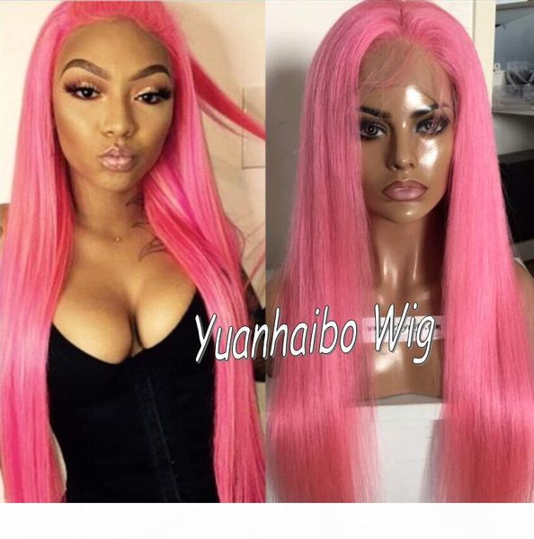 

10a grade popular pink color full lace wigs 100 brazilian virgin hair human hair lace front wigs ing, Black;brown
