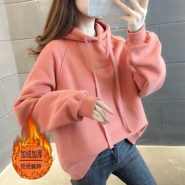 

lazy wind plush autumn winter clothes 2020 new sweater women's loose wear and foreign style thickening, Black
