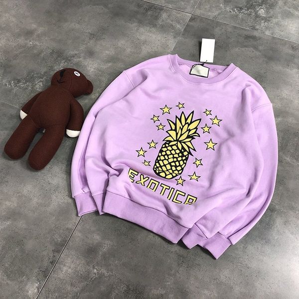 

stylist long sleeve g t shirt fashion men women pineapple print loose t shirt mens tees black white size m-2xl gbs7702, White;black