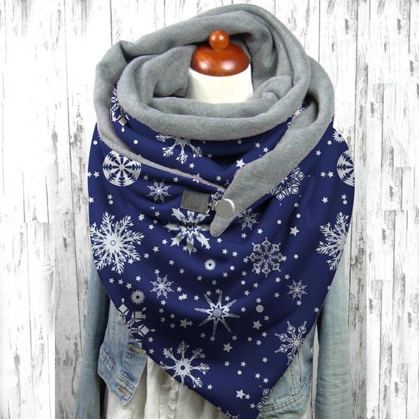 

fashion scarf winter woman scarves christmas print button soft wrap casual warm wraps shawls for women, Blue;gray