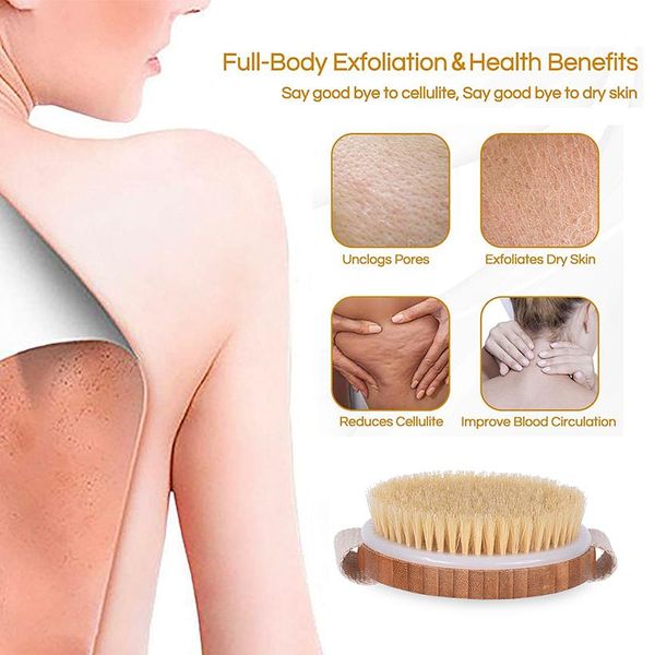 

treesmil natural bristle bath brush portable travel massage horse hair wooden dry brush exfoliating beauty body shower brush d30 wmtwfg