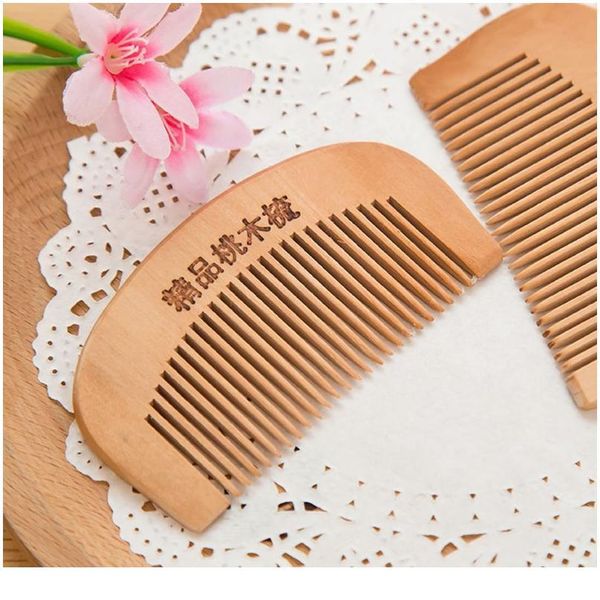 

1pc 8.7cm natural peach wood thickened curved pocket hair comb mas anti-static fine-tooth salon styling tool hairdre jllyrz, Silver