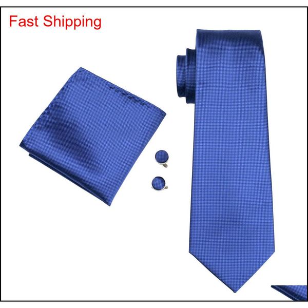 

classic solid blue tie set for men hanky cufflinks jacquard woven neck tie set silk mens set business wo qyldav queen66, Black;blue