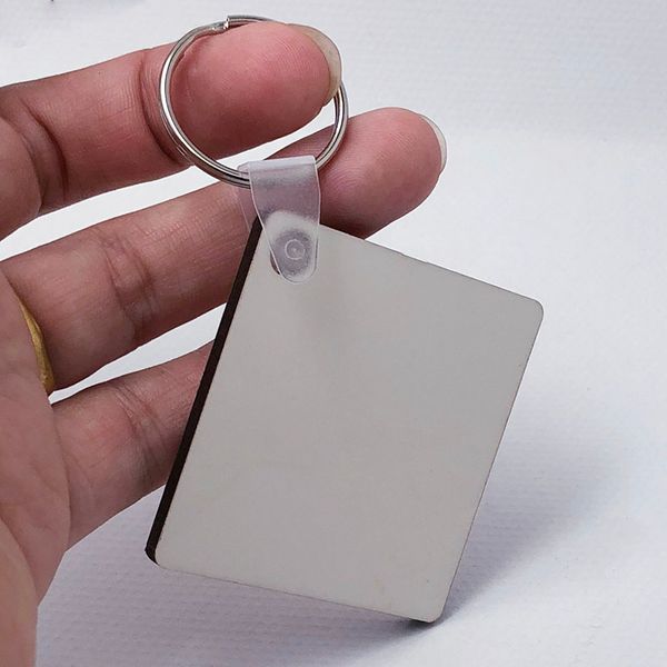 

chain wholesale 100pcs diy square mdf blank sublimation wooden key tag ring for heat press transfer p gift-ship, Silver