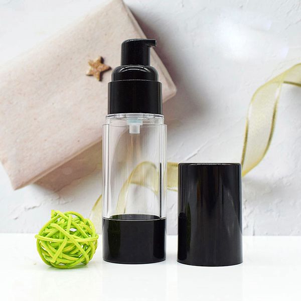 

15ml/30ml/50ml black clear plastic airless bottle empty vacuum pump lotion bottle cosmetic makeup containers wholesale