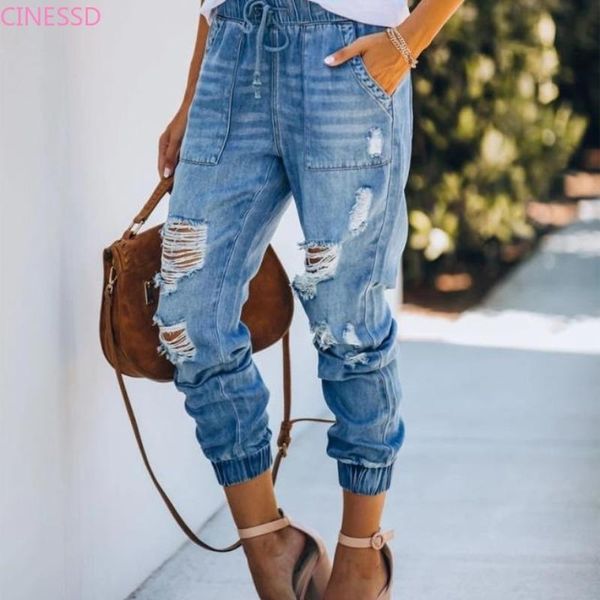 

high waist boyfriend jeans women ripped straigh denim pants female plus size jeans light blue slim ladies pants women clothing