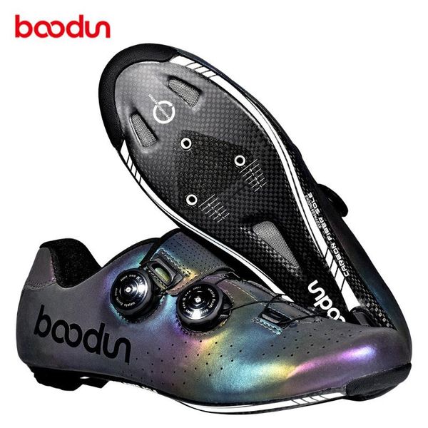 

cycling footwear ultralight self-locking men's road bike shoes with carbon fiber sole bicycle racing athletic, Black