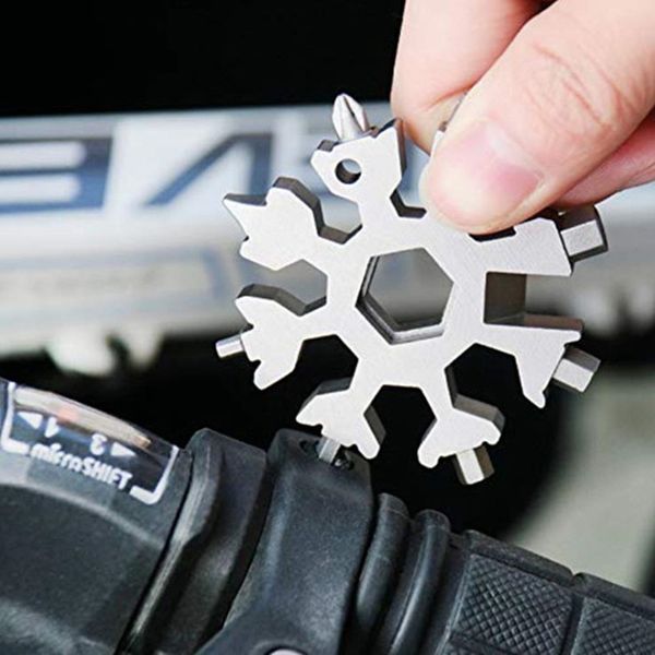 

18 in 1 snowflake multi tool keyring hex multifunctional tool wrench key ring pocket multipurpose camp multitool