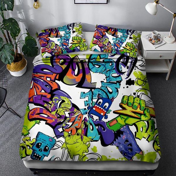 

bedding sets bed cover set boy's hip-hop graffiti 3d duvet a boys quilt for