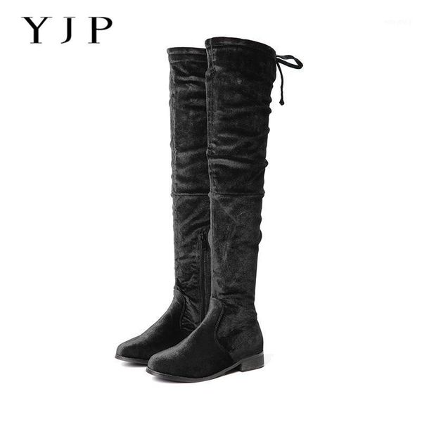

nis women thigh high boots, black/blue soft short plush winter warm boots, ladies over the knee 3cm mid heels zip shoes1