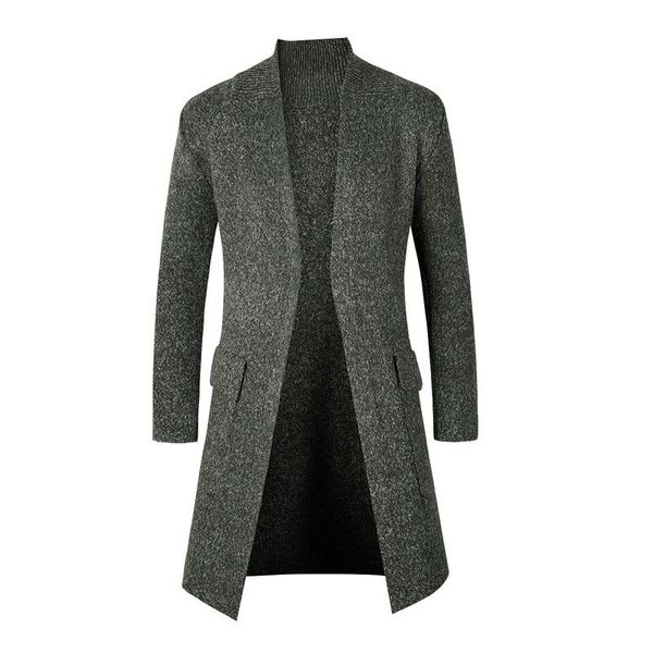 

men's sweaters autumn winter mens turn-down collar cardigan thick warm solid pocket spacious no yq mid-length clothing knit casual male, White;black