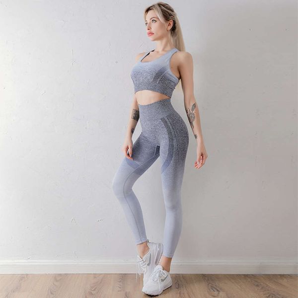 

new seamless back sports bra suit women's quick drying yoga vest pants, Black