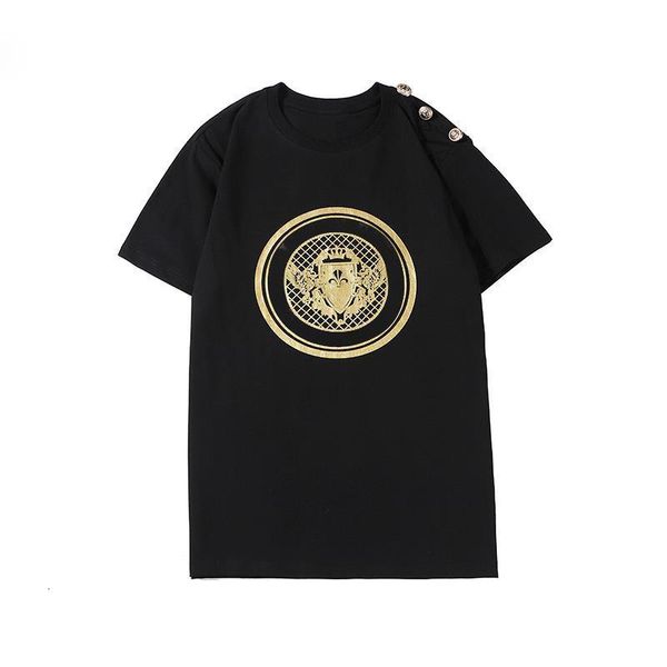 

summer fashion nternational women tees high-grade button o-neck cotton lady t-shirt print tee, White