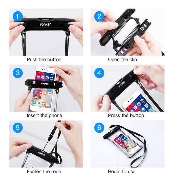 

fonken full view waterproof case for phone underwater snow rainforest transparent dry bag swimming pouch big mobile phon qylmmx