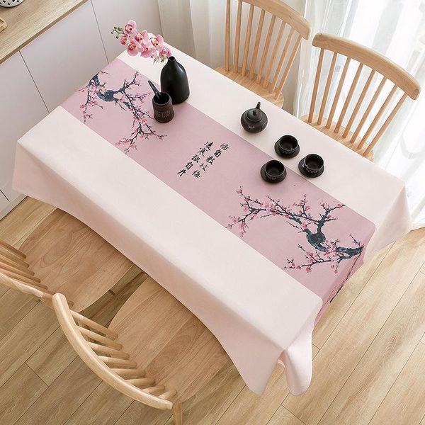 

table cloth chinese style lotus waterproof oil resistant flower-bird pattern